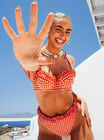 Fiji frill gingham high-waist bikini briefs
