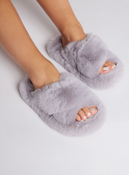 Ridge sole cross band slider slippers