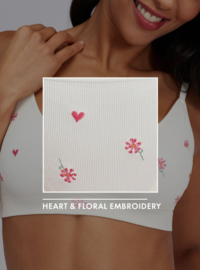 Floral embroidered seamless bralette