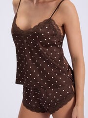 Daisy polka dot satin cami set