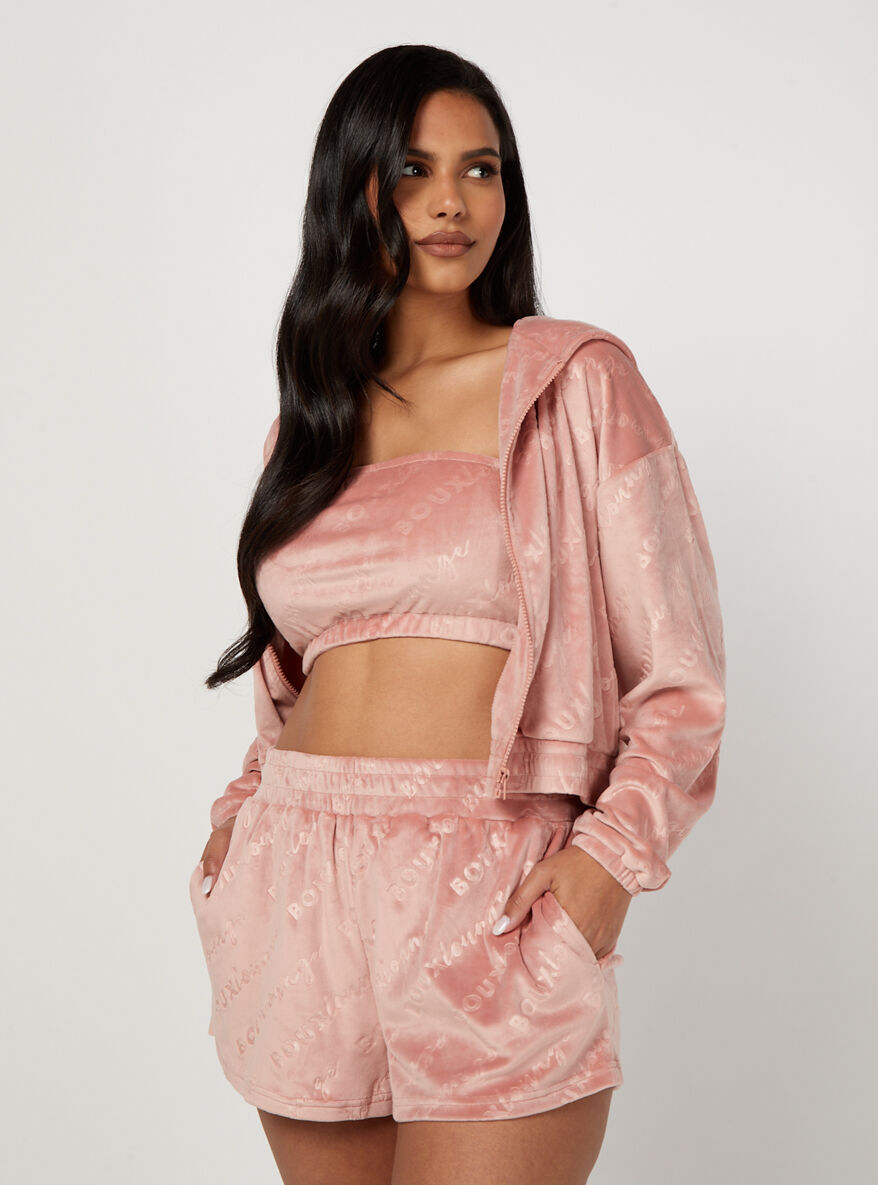 Embossed velour shorts Rose Pink Boux Avenue UK