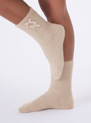 2 pack bow fluffy ribbed socks
