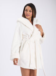 Bow & cherry teddy fleece short dressing gown