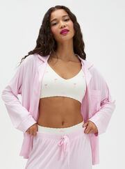 Ribbed modal long pyjama set