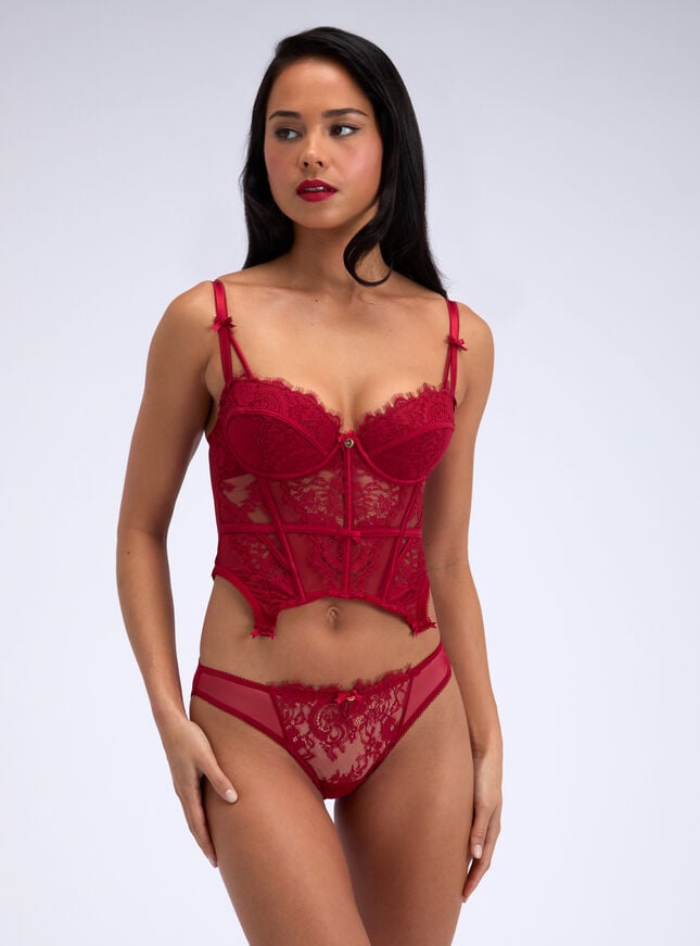 Carmine lace basque
