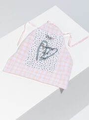 Pink gingham matching pyjamas in a bag