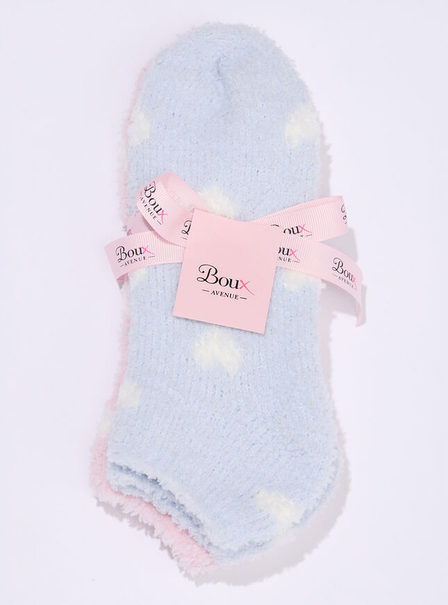 2 pack heart fluffy trainer socks