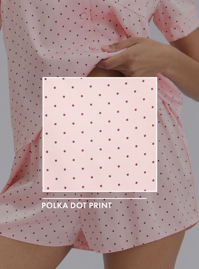 Polka dot satin short pyjama set