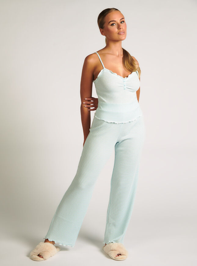 Stripe ribbed cami pyjama set
