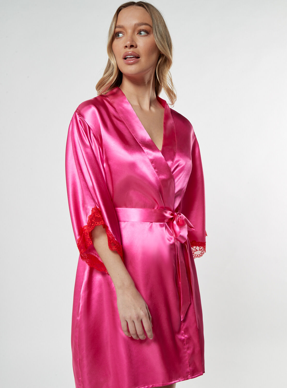 Boux Avenue Maisie satin contrast robe - Fuchsia Mix - XS
