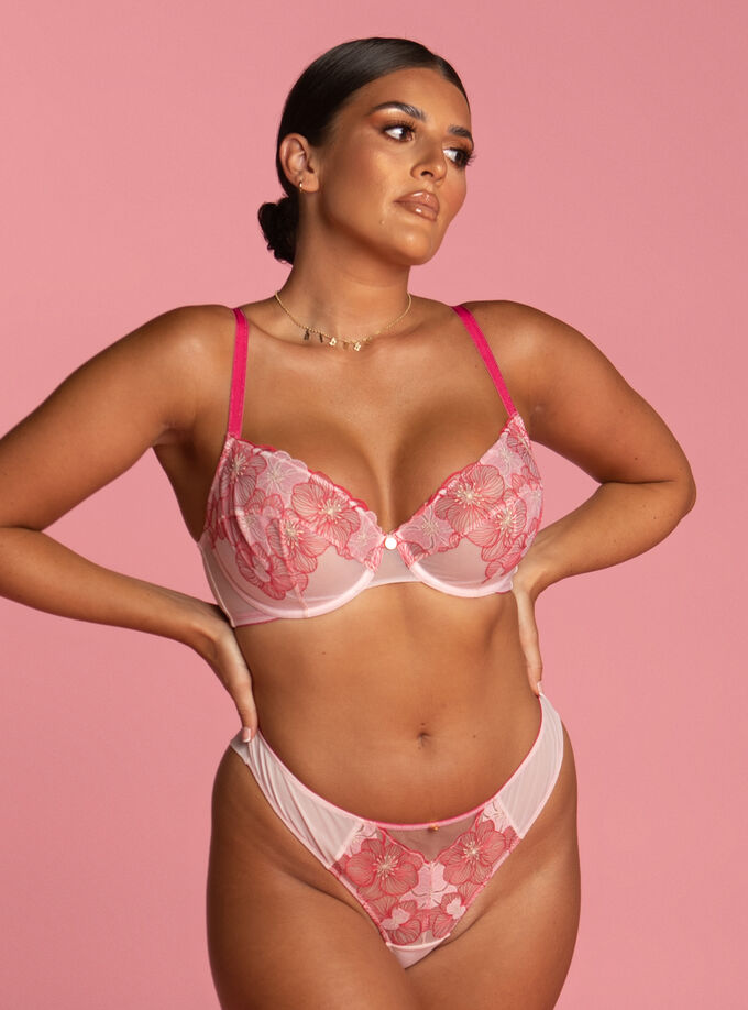 Poppy embroidery thong