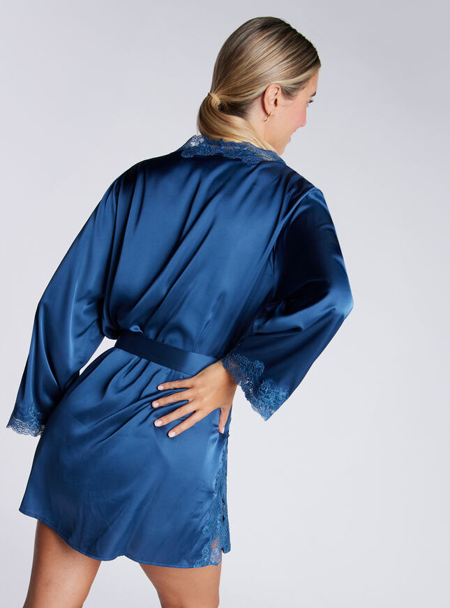 Etta satin & lace short robe