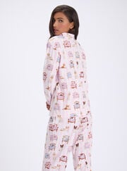 Dogs on chairs fleece pyjamas in a bag