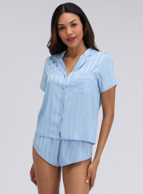 Striped satin short pyjama set
