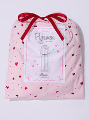 Kids' ditsy heart fleece pyjamas in a bag