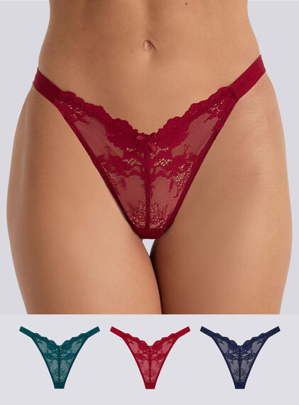 3 pack Fran lace thongs