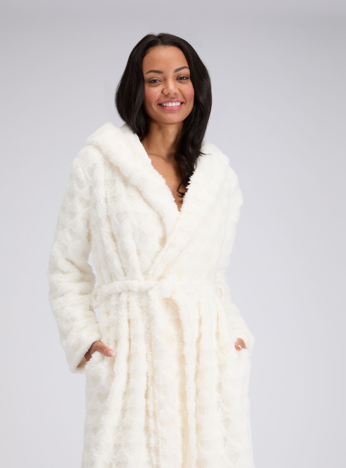 Boux Avenue Fur heart long dressing gown - Ivory - L Boux Avenue Fur heart long dressing gown - Ivory - L