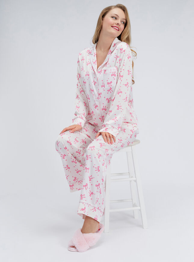 Bow satin pyjama set