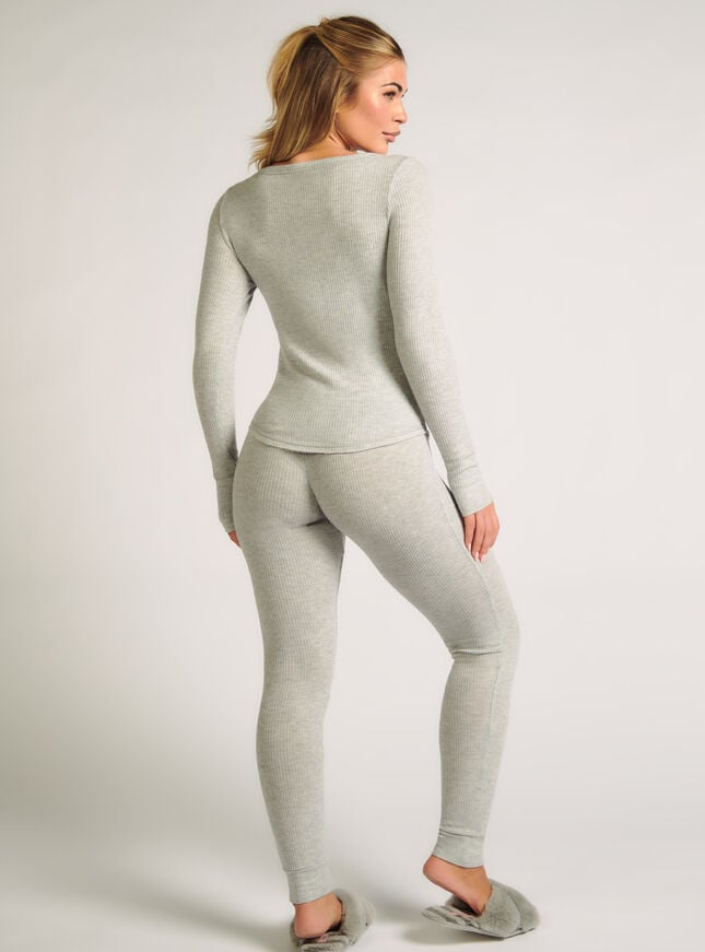 Ribbed henley top and leggings set