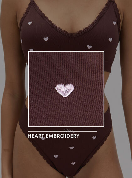 Heart embroidered seamless bralette