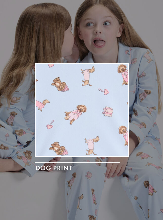 Kids' sausage dog & friends fleece pyjamas in a bag