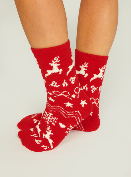 2 pack reindeer fairisle socks