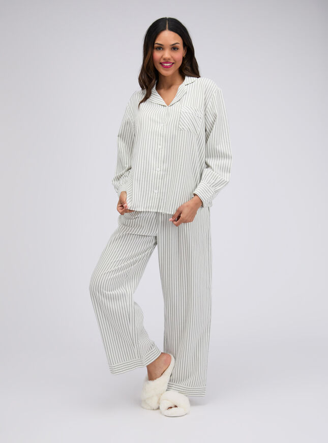Striped cotton long pyjama set