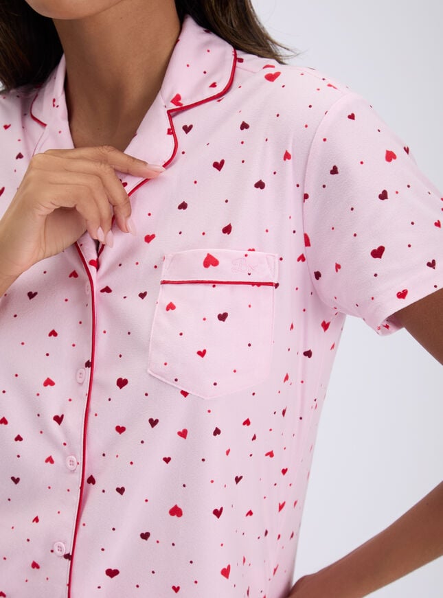 Ditsy heart fleece pyjama shorties in a bag