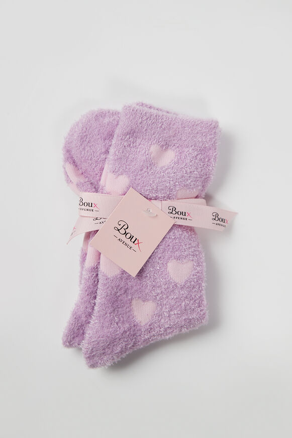 Lilac heart cosy socks