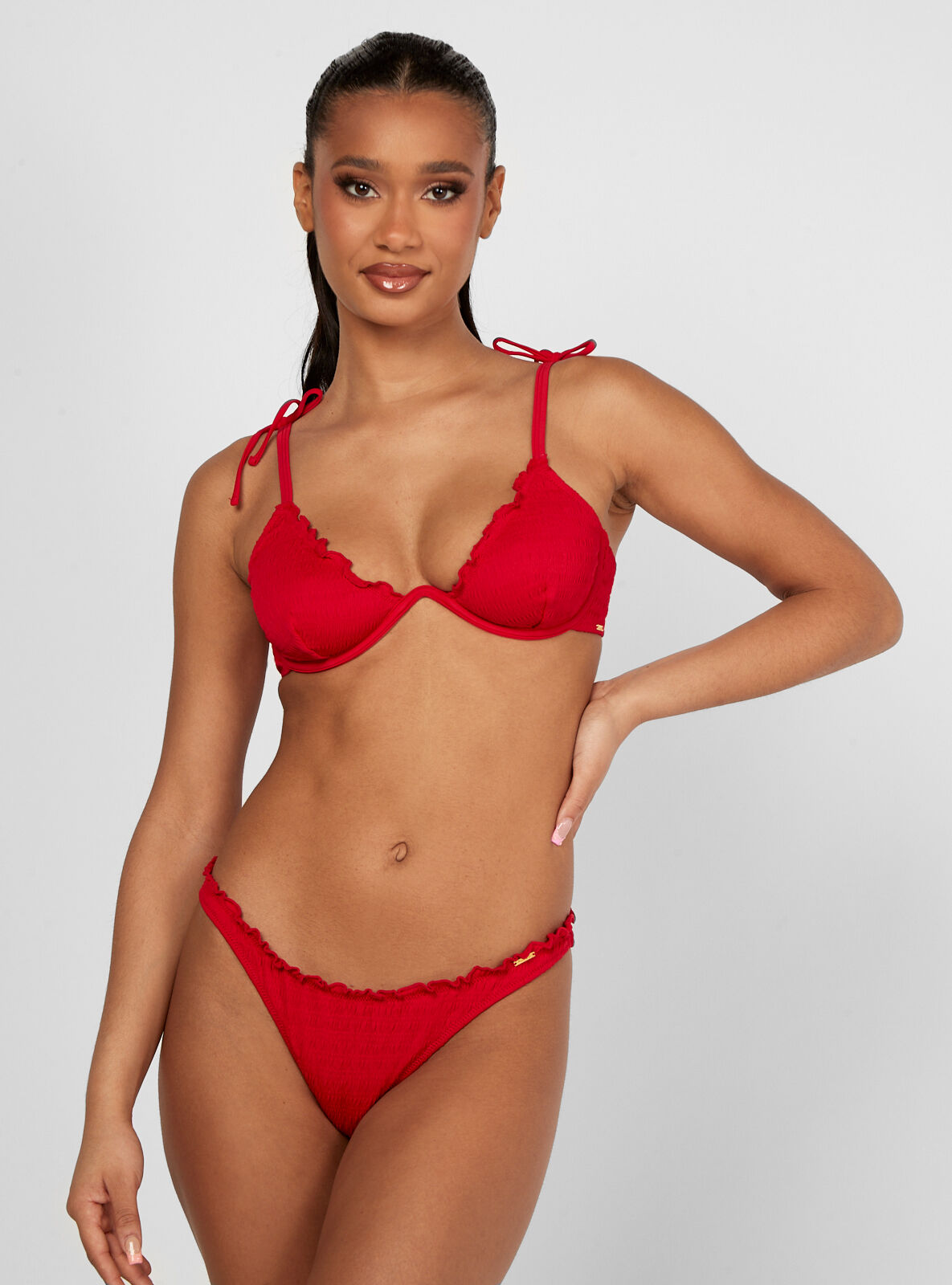 Boux Avenue Ibiza textured bikini top - Red Mix - 30B