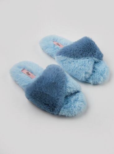 Twisted fur slider slippers
