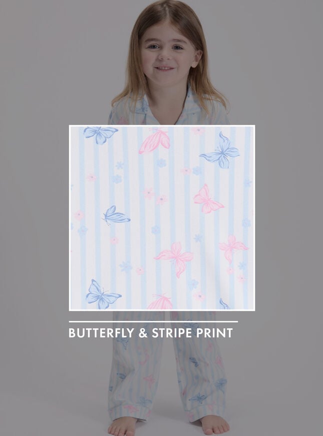Kids' butterfly fleece pyjamas in a bag