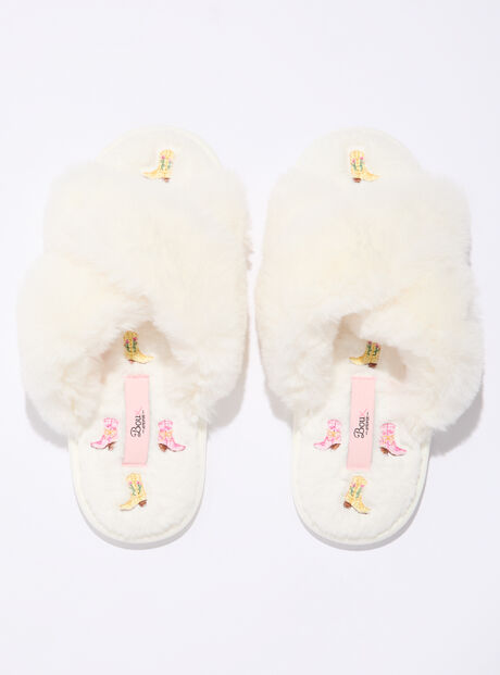 Cowgirl embroidered slider slippers
