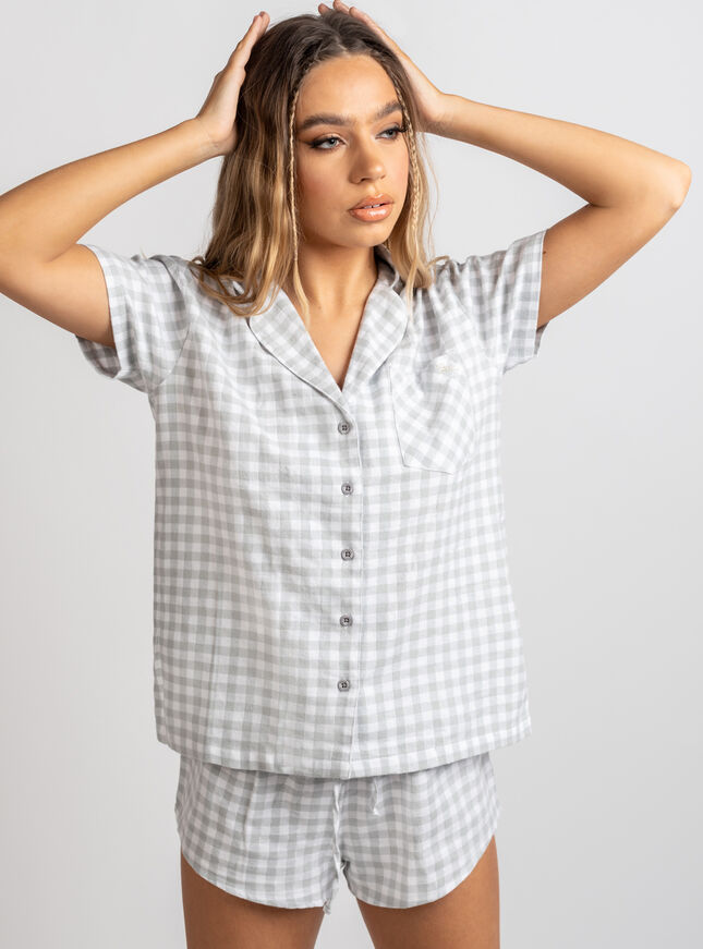 Grey gingham shortie in a bag Boux Avenue