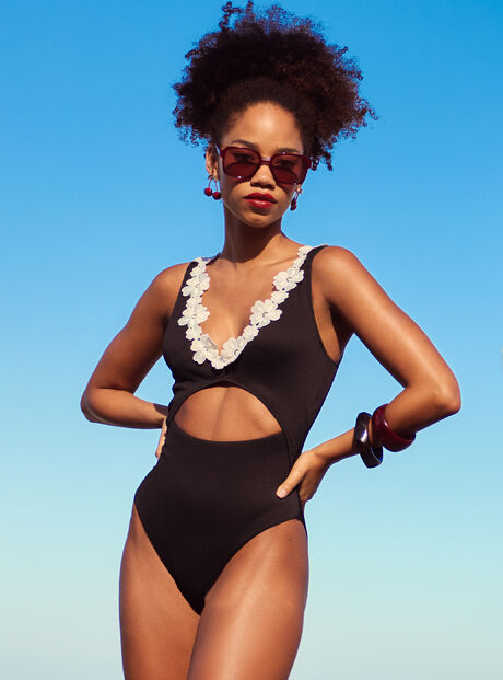 Mykonos ribbed flower swimsuit