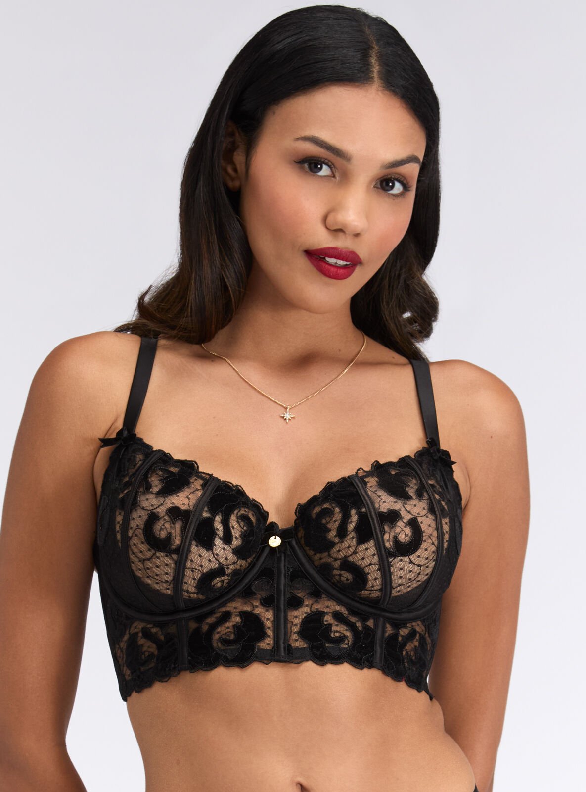 Boux Avenue Rosetta embroidered longline bra - Black - 30B Boux Avenue Rosetta embroidered longline bra - Black - 30B