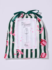 Present stripe fleece pyjamas in a bag