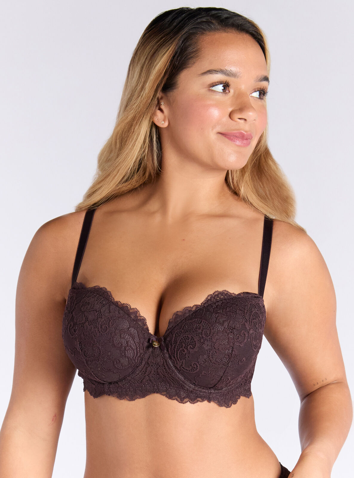Boux Avenue Balconette Bra Women's Emma Sexy Stylish Padded Floral Lace Lingerie-image