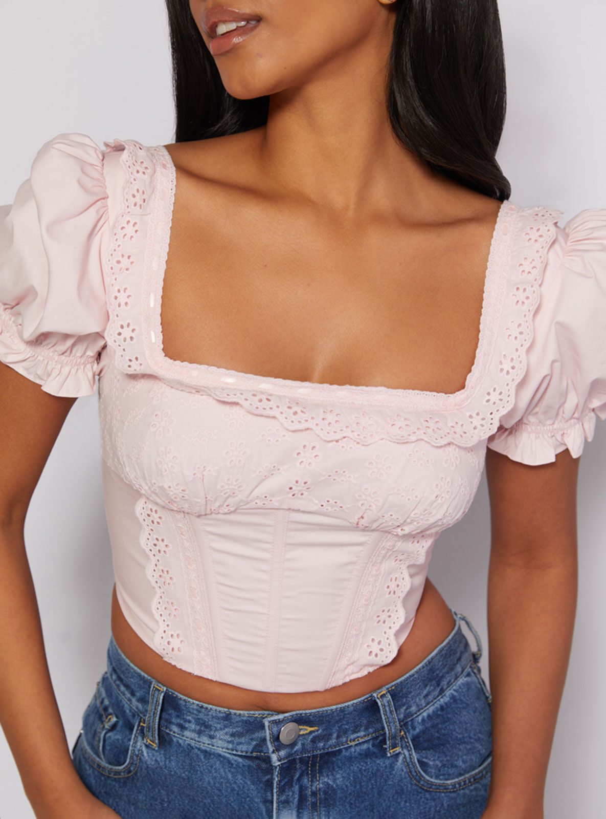 Boux Avenue Corset Crop Top Women's Ribbon Slot Fully Lined Ladies Sexy Blouse-image