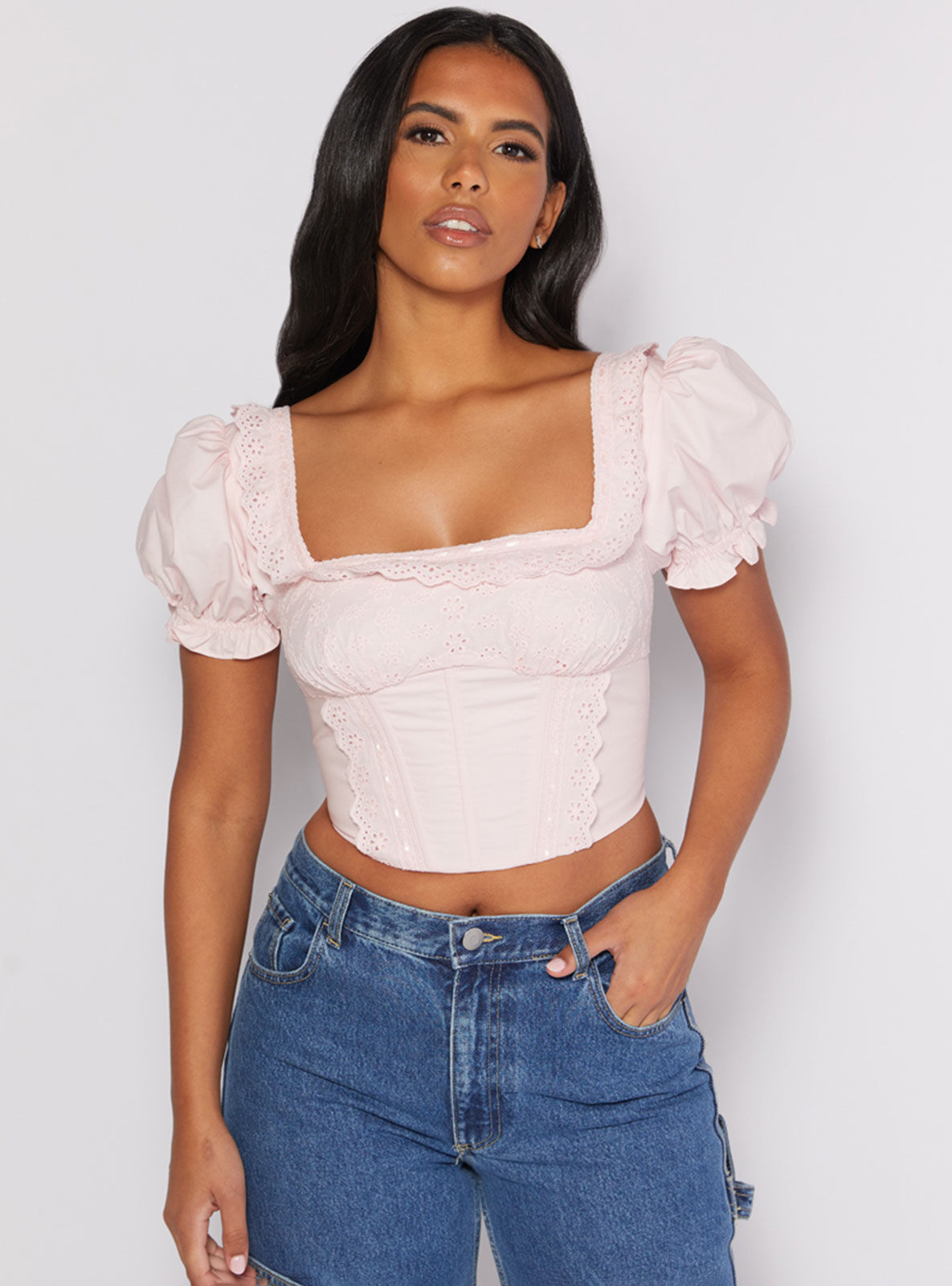 Boux Avenue Corset Crop Top Women's Ribbon Slot Fully Lined Ladies Sexy Blouse-image