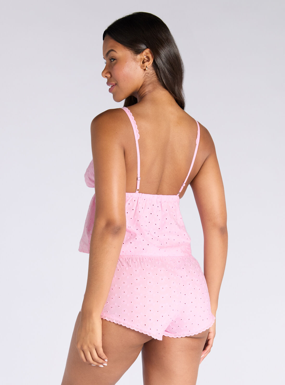 Boux Avenue Pyjama Set Women's Broderie Cotton Short Nightwear Cami Top & Shorts-image