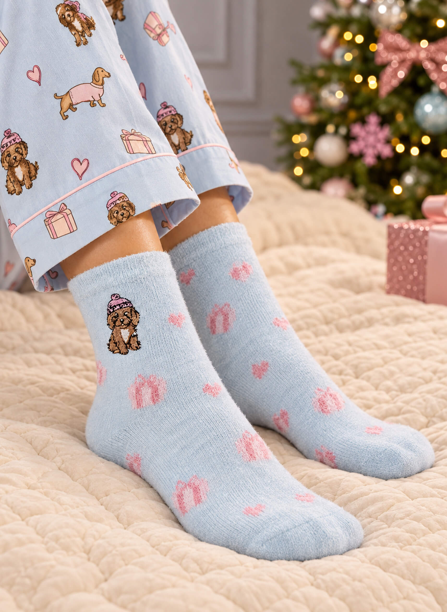 Cavapoo dog & friends midi slippers socks