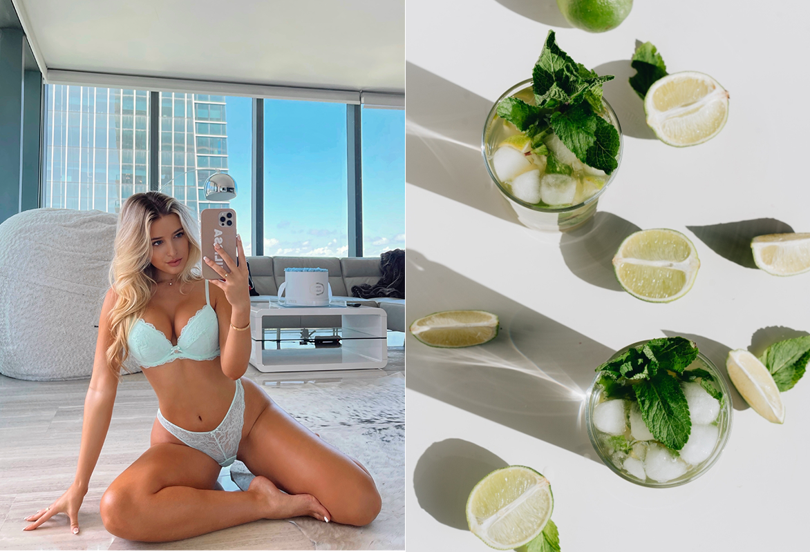 image of a mojito and an image of a woman wearing lingerie