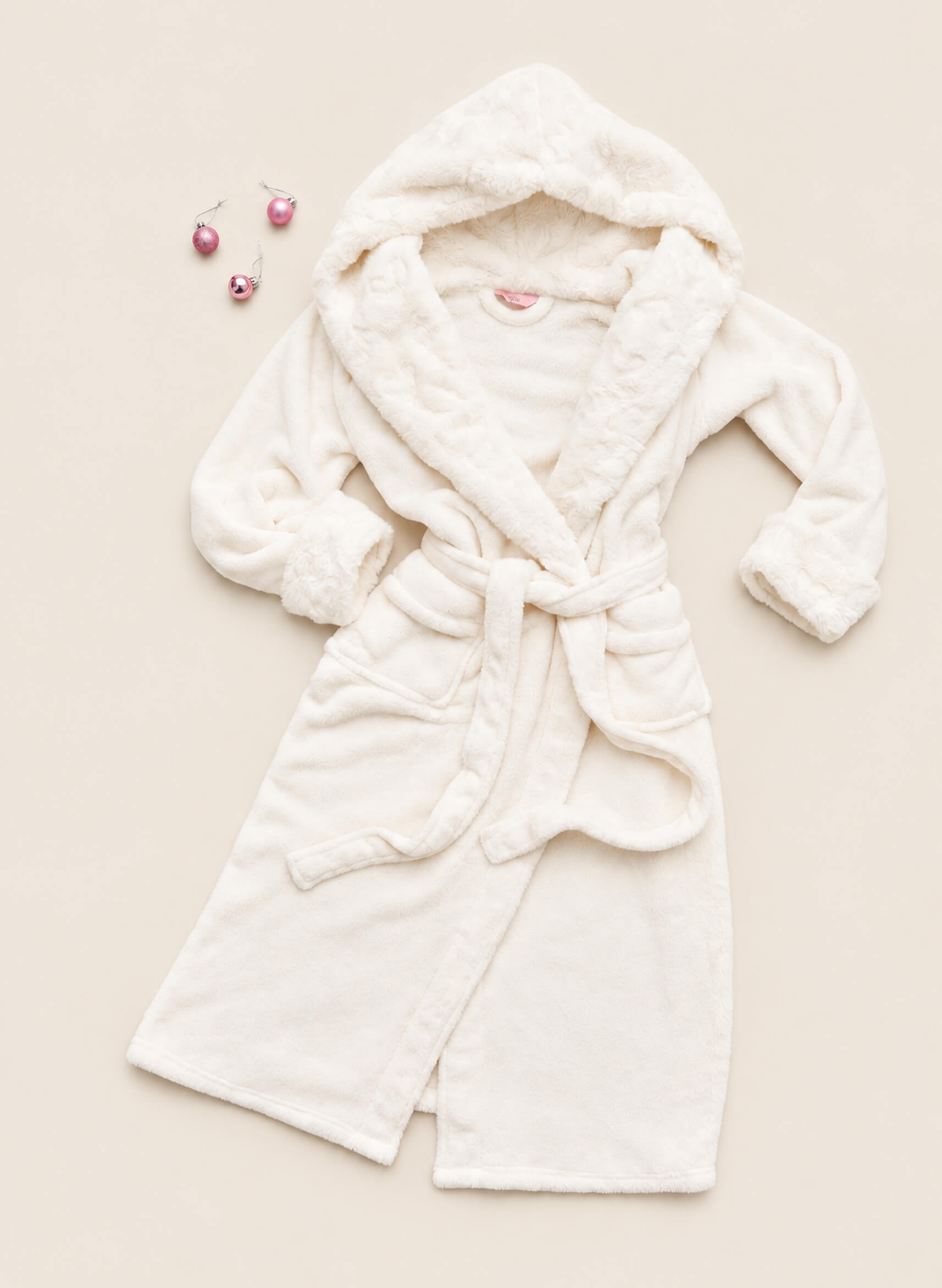 Heart fur trim long dressing gown
