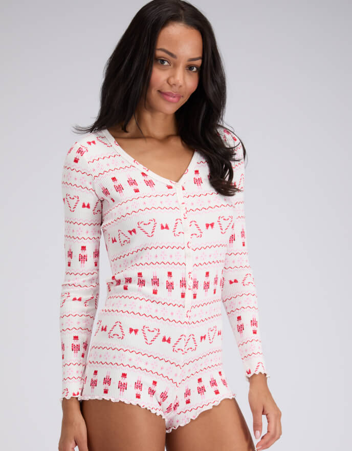 Nutcracker ribbed playsuit - Ivory Mix Nutcracker ribbed playsuit - Ivory Mix