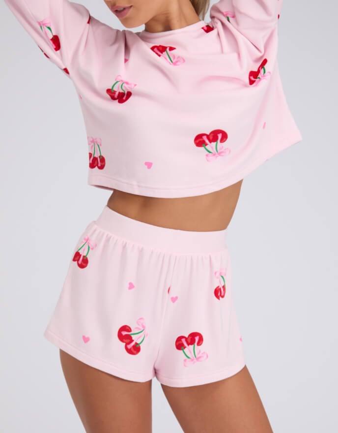 Cherry velour short pyjama set - Pink Mix Cherry velour short pyjama set - Pink Mix