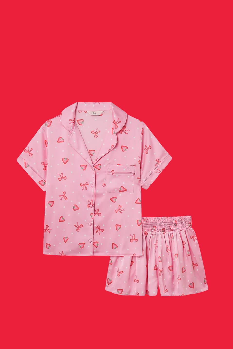 Strawberry Satin Pj Set