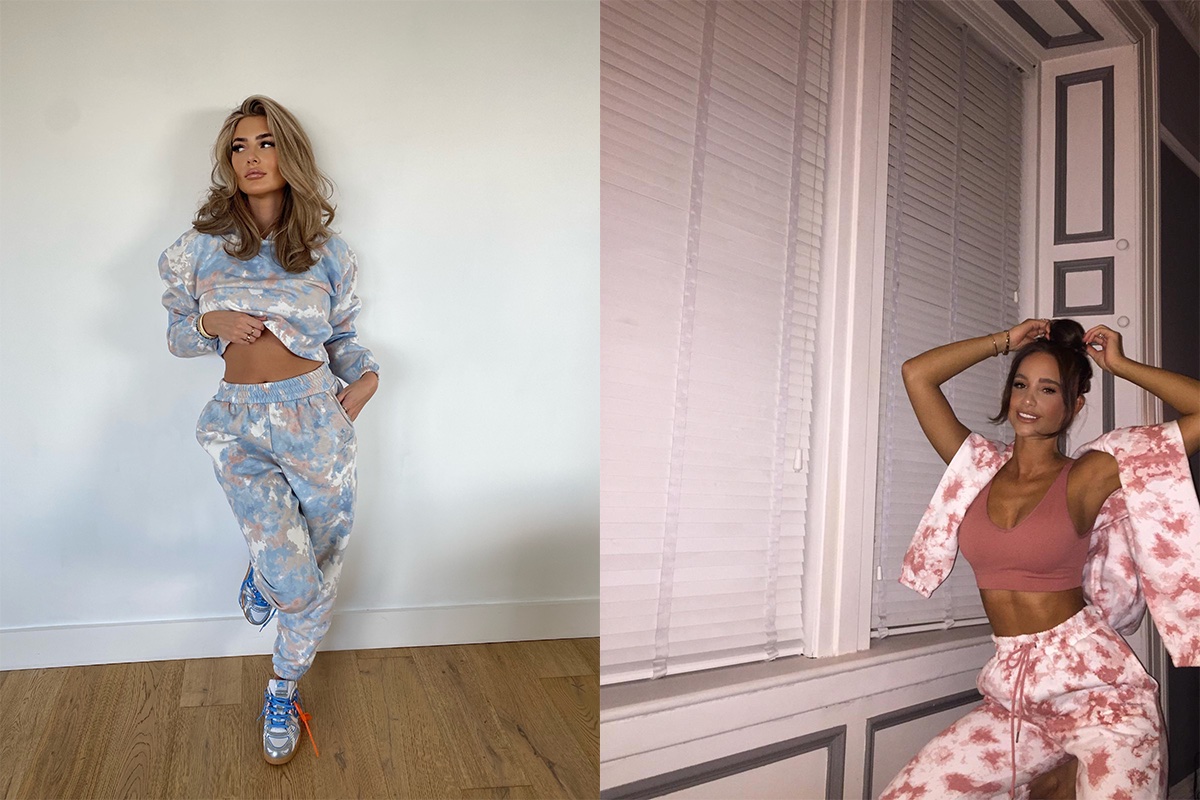women wearing tie dye joggers and hoodie set