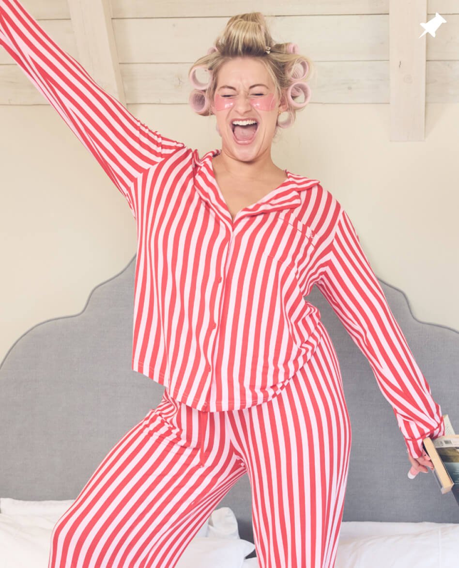 Striped modal pyjama set - Red Mix - Shop now