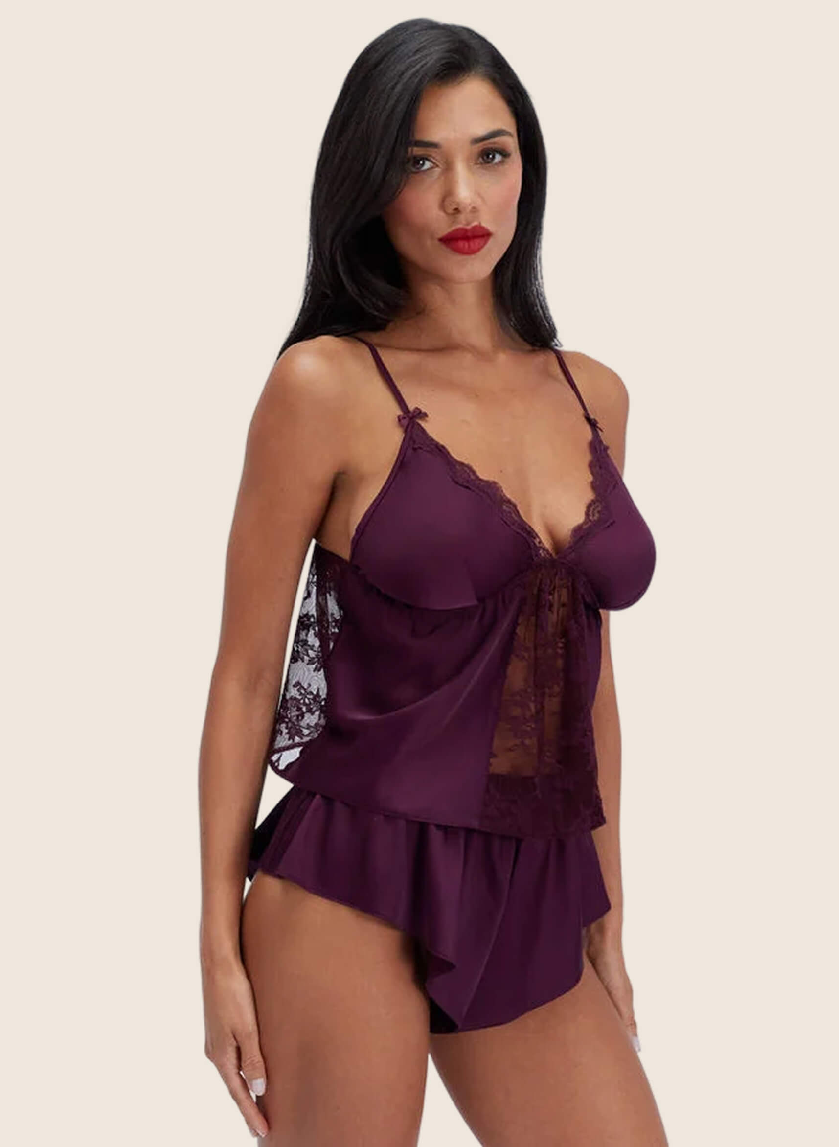 Celeste lace and satin cami set